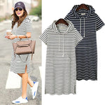 Load image into Gallery viewer, Hooded Short Sleeve Drawstring Dress
