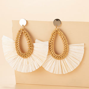 Rattan Raffia Tassel Earrings