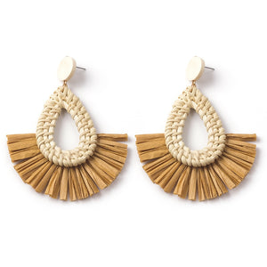 Rattan Raffia Tassel Earrings