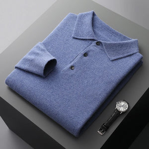 Men's merino wool Long sleeve polo