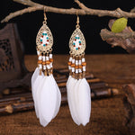 Load image into Gallery viewer, Bohemian White Series Feather Earrings
