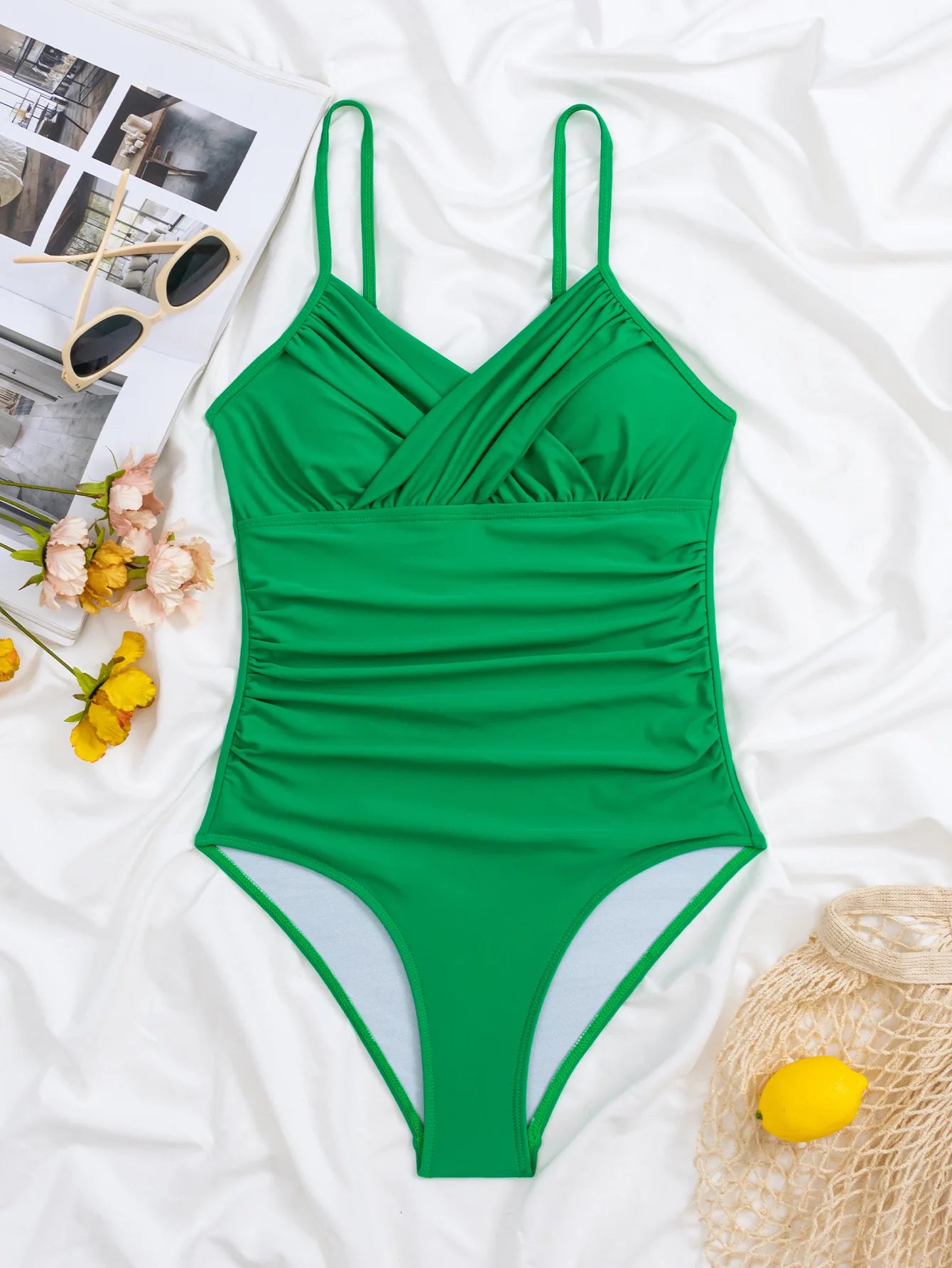 Solid One Piece Swimsuit -Push Up Padded