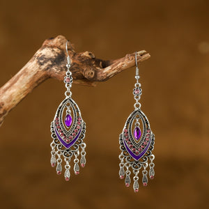 Bohemian Ethnic Rhinestone Acrylic Drop Earrings
