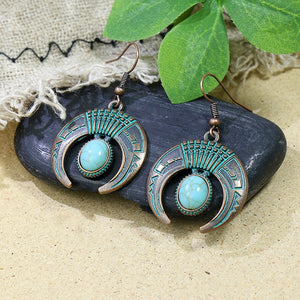 Vintage Boho Blue Stone Drop Earrings