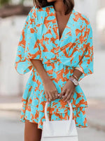 Load image into Gallery viewer, Floral Print Chiffon Batwing Sleeve Dress
