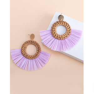 Rattan Raffia Tassel Earrings