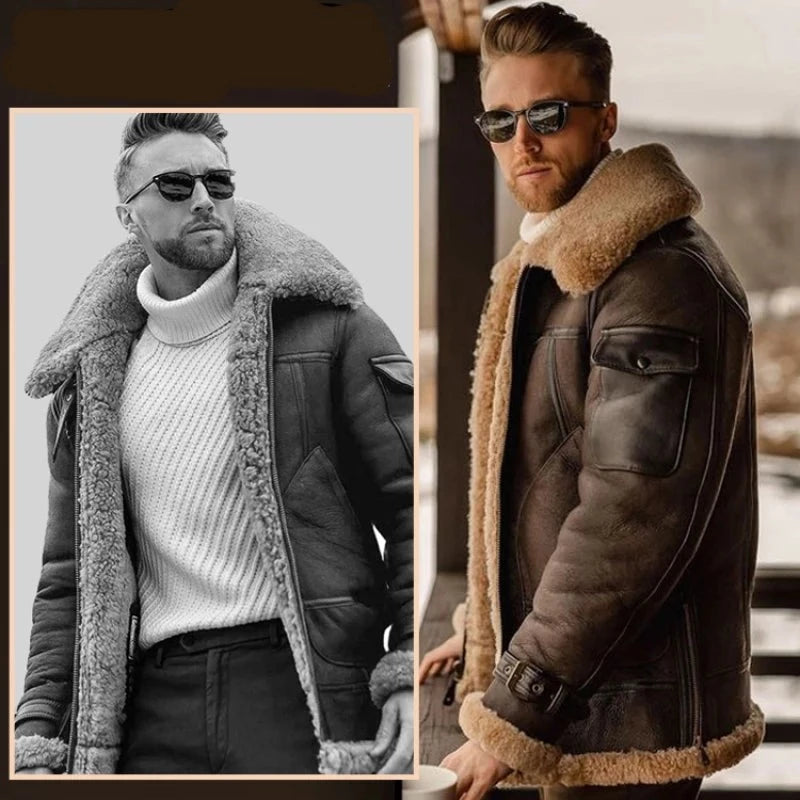 Fur Faux PU leather jacket