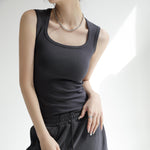 Load image into Gallery viewer, Solid U Neck Ribbed Tank Top
