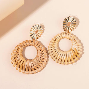 Rattan Raffia Tassel Earrings