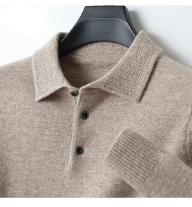 Men's merino wool Long sleeve polo