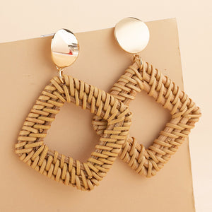 Rattan Raffia Tassel Earrings