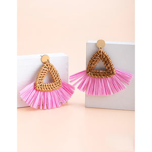 Rattan Raffia Tassel Earrings