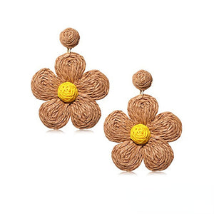 Rattan Raffia Tassel Earrings