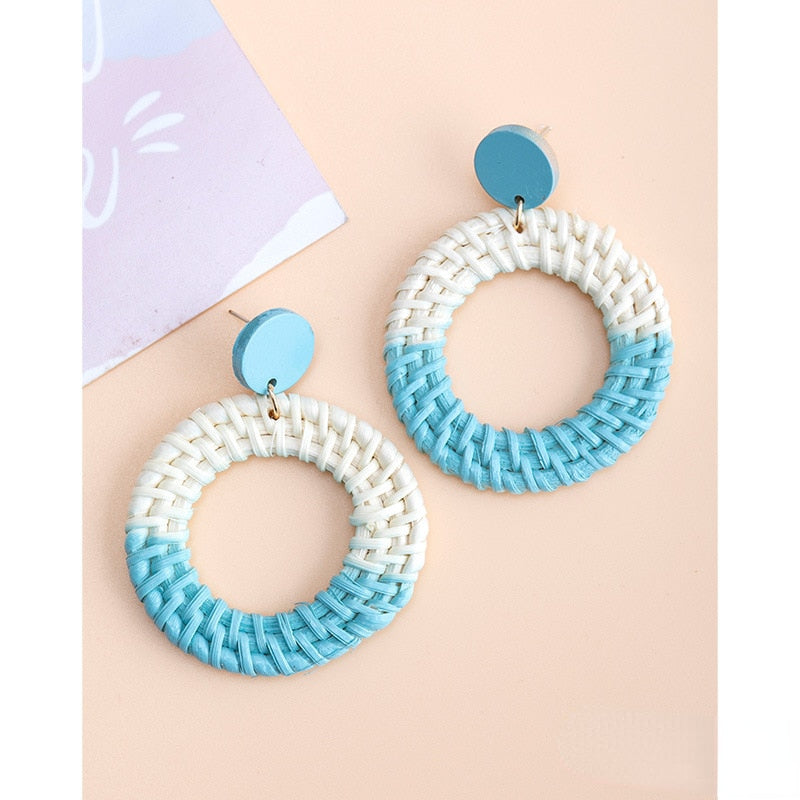 Rattan Raffia Tassel Earrings