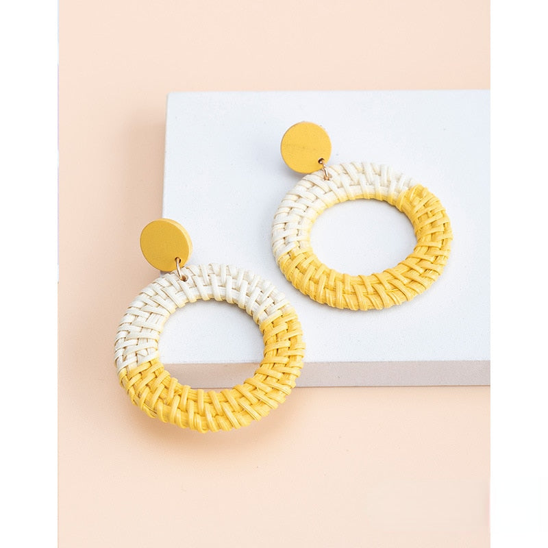 Rattan Raffia Tassel Earrings