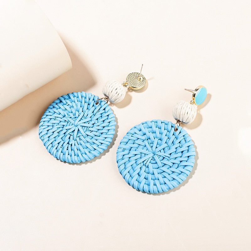 Rattan Raffia Tassel Earrings