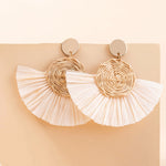 Load image into Gallery viewer, Rattan Raffia Tassel Earrings
