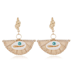 Rattan Raffia Tassel Earrings