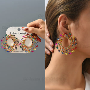 Crystal Geometric Dangle Earrings