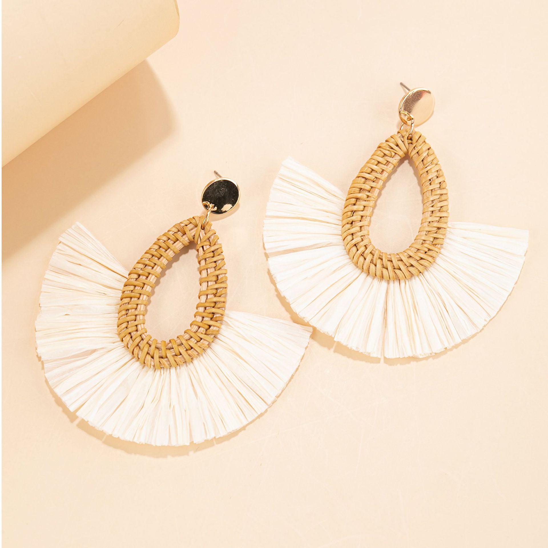 Rattan Raffia Tassel Earrings