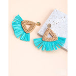 Load image into Gallery viewer, Rattan Raffia Tassel Earrings
