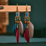 Load image into Gallery viewer, Bohemian Feather Chain Tassel Earrings
