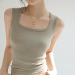 Load image into Gallery viewer, Solid U Neck Ribbed Tank Top
