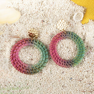 Rattan Raffia Tassel Earrings