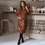 Load image into Gallery viewer, Women&#39;s Pu Leather Coat Dress
