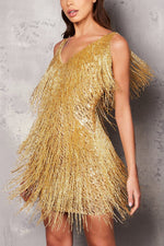 Load image into Gallery viewer, Women&#39;s evening Tassels Mini Dress
