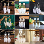 Load image into Gallery viewer, Bohemian White Series Feather Earrings
