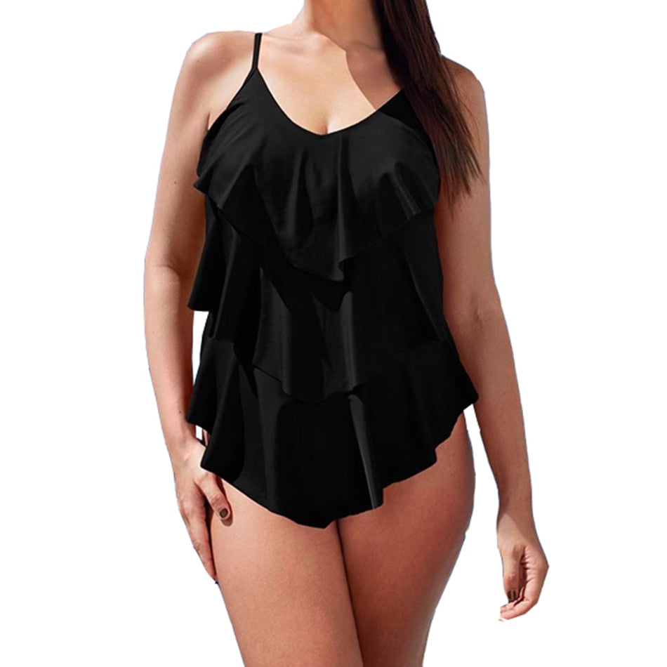 Plu Size Ruffle One Piece Swimsuit