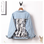 Load image into Gallery viewer, Women&#39;s Sequins Denim Jackets
