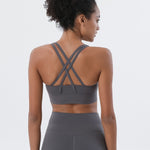 Load image into Gallery viewer, Soft Nude Sports Yoga Crop Top with Cross back
