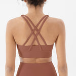 Load image into Gallery viewer, Soft Nude Sports Yoga Crop Top with Cross back
