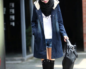 Denim Warm Hooded Jacket