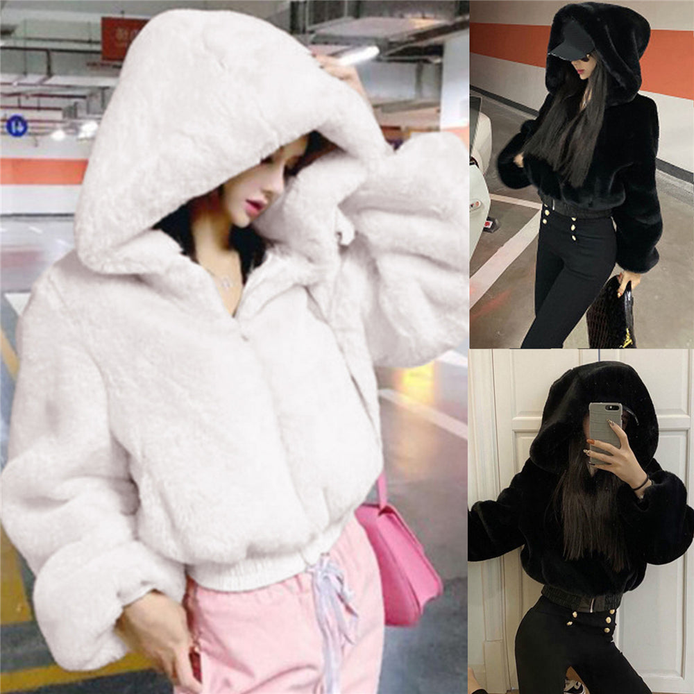 Women's Hooded Faux Fur Coat