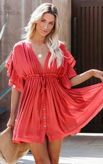 Load image into Gallery viewer, Beach Ruffle Dress Cover up
